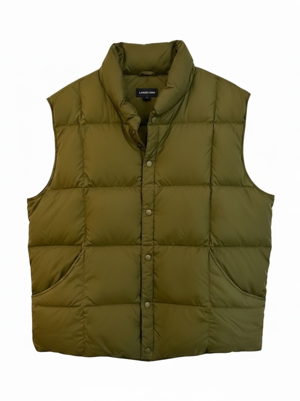 Lands' End Goose Down Puffer Vest Olive Green Men's Large